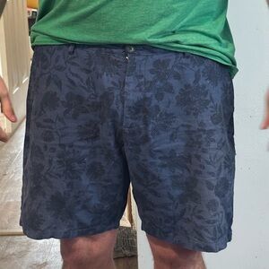 Linen Navy Blue Shorts
